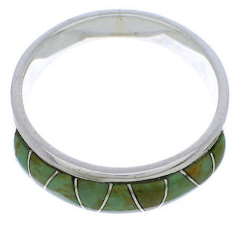 Genuine Sterling Silver Turquoise Inlay Ring Size 7-3/4 UX36906